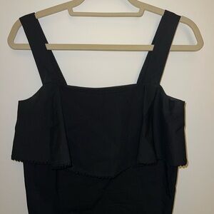 Black Sleeveless Crisp Cotton Top